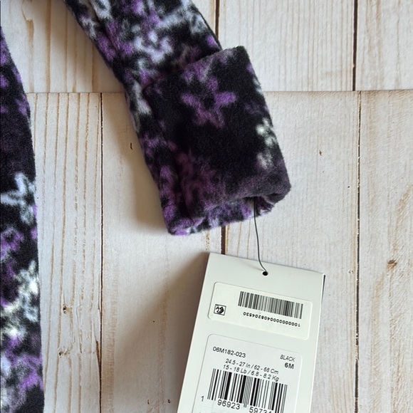 NWT NIKE Girls Purple Black Floral Fleece Onesie Zip Up Footed Pajamas SZ 6M - Picture 7 of 8